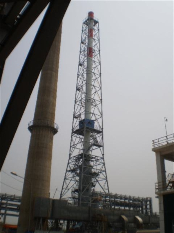 為河北石家莊某工廠建立煙筒塔